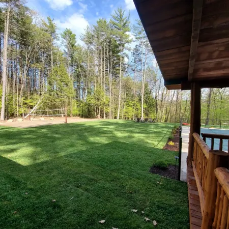 luxury log home mins from Lake George, w/ heated salt water pool!