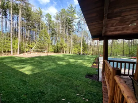 luxury log home mins from Lake George, w/ heated salt water pool!