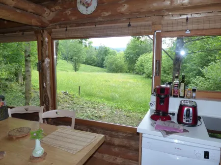 Unusual, secluded log cabin in the Vosges with luxury spa