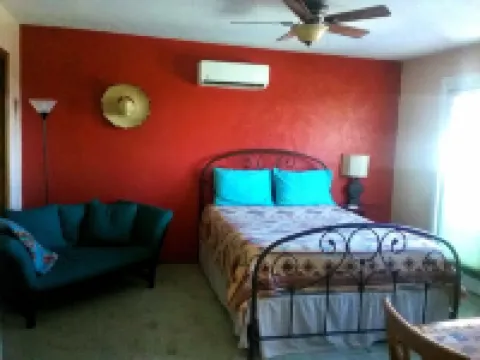 Secure carport, amazing Views and Reviews!  Private suite with patio.