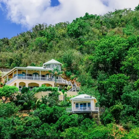 House of Open Arms Villa, Above Hurricane Hole, White Water Views,Romantic! Pool