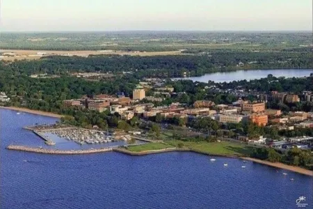 Downtown Traverse City condo with view of West  Bay.