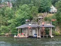 Main Lake House on a Cliff with Stunning Sunsets and Multi-Story Boat House