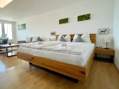 Modern "Waldluft" apartment with pool and sauna in Scheidegg in the Allgäu Отели в г. Шайдегг