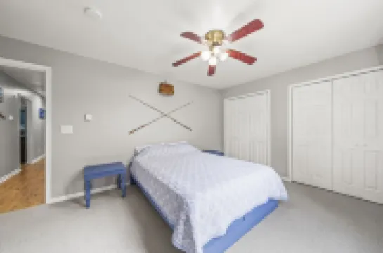 Quiet lake front home with private beach