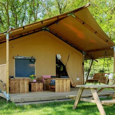 Tent Lodge with Sanitary Facilities at the Bedafse Bergen - Campsite