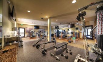 a well - equipped gym with a variety of exercise equipment , including treadmills , weight machines , and benches at Hotel Mission de Oro