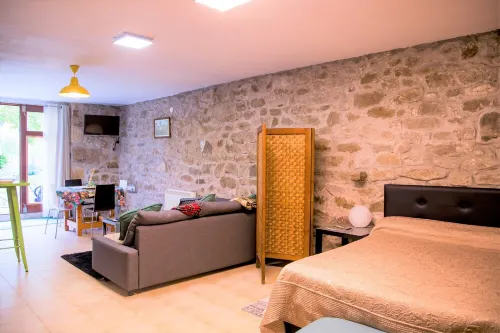 Studio apartment in a Basque country house with views of the garden.