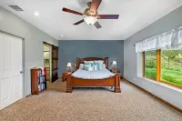 Quiet country getaway with STUNNING VIEWS, 4 bedrooms, 3 1/2 bath, large garage.