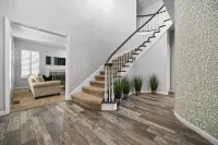 Inspired by the iconic white buildings and turquoise waters of Greece.