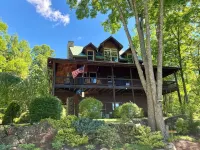 Private Cabin with  Mountain Views, Fire Pit, Wraparound Deck, and Game Room!