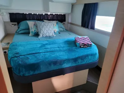 44-foot Luxury Catamaran "SeAtitudes" at Grande Anse Beach in Grenada.
