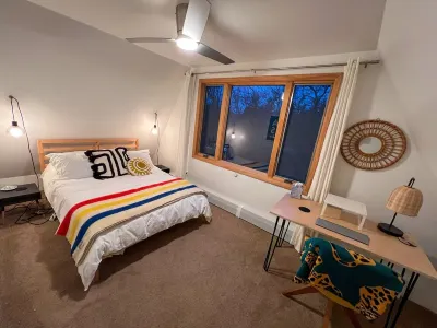 Modern A-Frame on fenced, wooded Lot. Pet friendly!