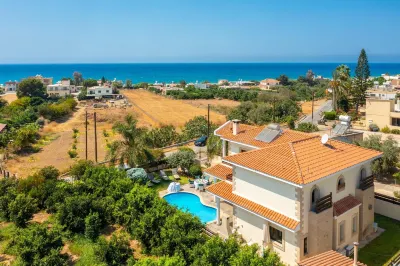 Villa Charianna Large Private Pool Walk to Beach Sea Views A C Wifi Car Not Required Eco-Frie - 1985