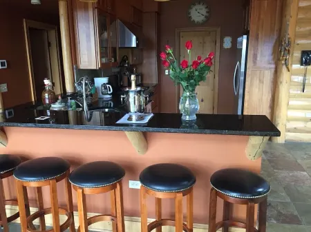 Mystic Pines log home in Shenandoah with hot tub and spectacular views!