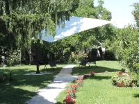 Isolated on hill, flat with terrace among romanesque art,quiet,nature.