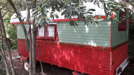 Charming caravan in a green setting near the beach
