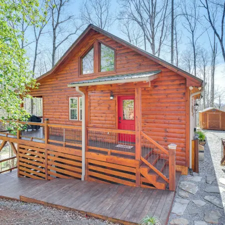 Hot Tub + Fire Pit: Dog-Friendly Cabin in Murphy!