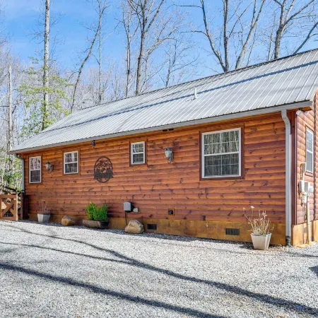Hot Tub + Fire Pit: Dog-Friendly Cabin in Murphy!