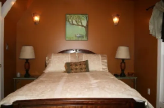 The Blue Cottage located in the woods on Lookout Mountain in Rising Fawn GA