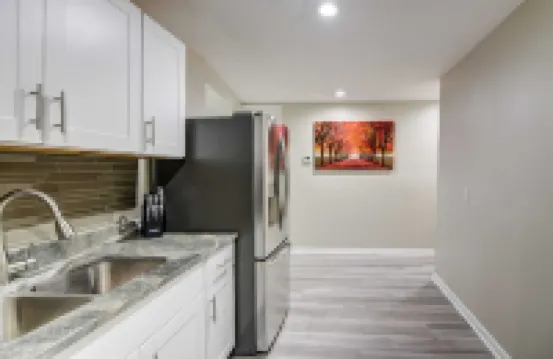 It’s a beautiful renovated house with modern furniture and lovely decor.