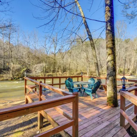 Hot Tub & Fire Pit: Riverfront Helen Cabin