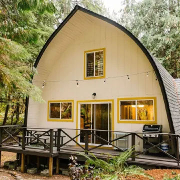 Beautifully Designed Arched A-Frame Cabin with Gas Grill & Wood-Burning Stove