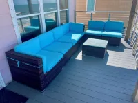 Panoramic view of the sugar white sand and the sparkling Emerald waters