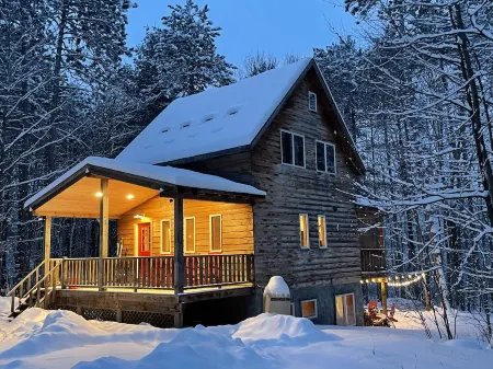 Cabin on the WB Ausable River, waterfront, private Отели в г. Уилмингтон