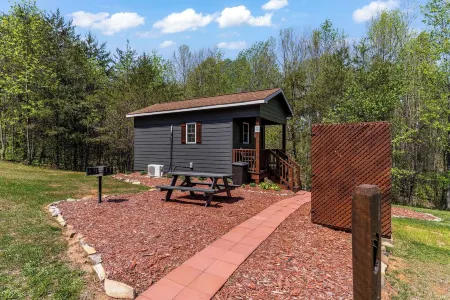 The Fire Cabin sets in the heart of the beautiful Moravian Falls