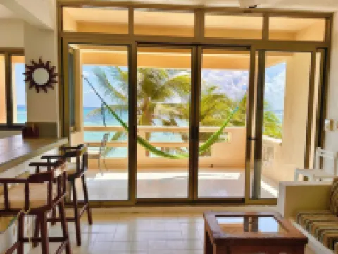 Direct Oceanfront, Corner Balcony Panoramic View of Beach, Half Moon Bay, Akumal Hotels in Akumal