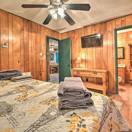 Near Hiking Trails: Woodsy Pine Cabin w/ Fire Pit
