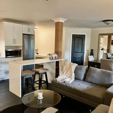 Private 1 bdrm suite with living room and kitchen