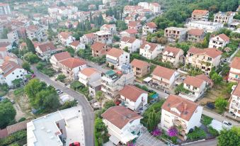 a bird 's eye view of a residential area with houses , trees , and cars on the road at D&D Apartments