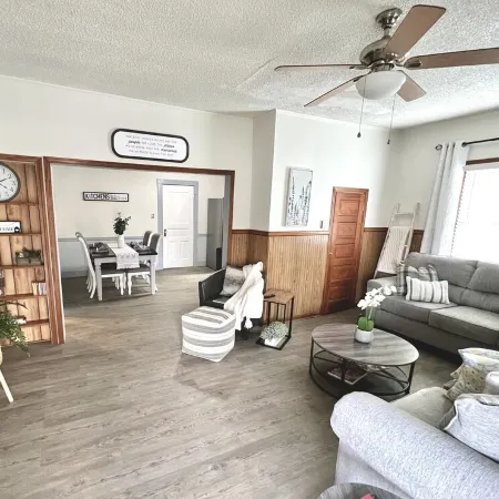 Pet friendly house with 3 king beds and fenced in back yard.
