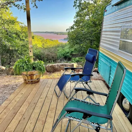 Vintage Camping at Keystone Lake: Boat Rental, Hiking, Campfire, Serene Outdoors