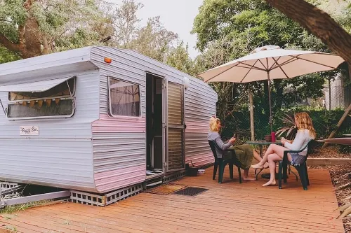 Mornington Peninsula Retro Caravans - balcony