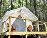 Lakefront Glamping Tent + Tiny House A-Frame, King Bed, Fab View, Near Acadia