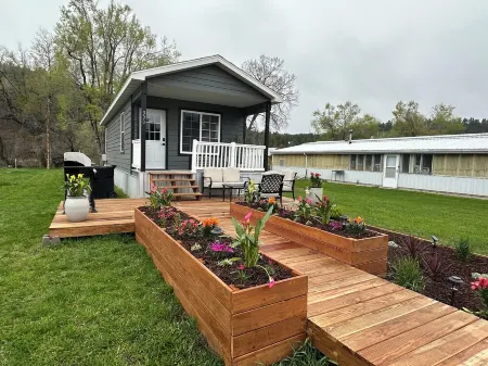 Tiny Home Cabin with Wyoming Modern Frontier style in the town of Hulett