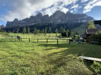 Architect's house Karersee, view of rose garden, Latemar and western Alps