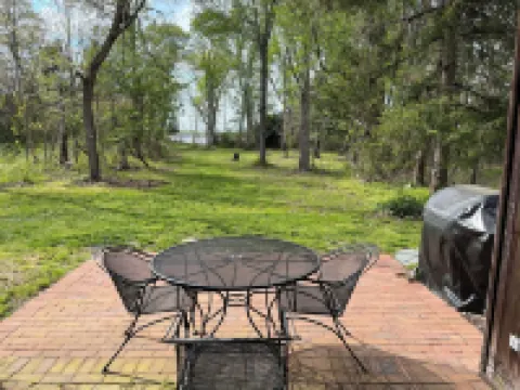 Outrange at Blue Heron Farm. Pet friendly cabin at waterfront farm!