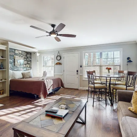 Pool + Riverfront! Couples Retreat in Smoky Mtns