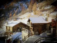 An ancient fairy-tale rascard, a chalet surrounded by nature