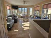 Solarium overlooking city, river and mountains. Sometimes Northern lights.