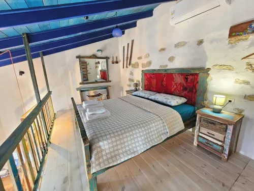 fantastic studio Komos, sleeping gallery, kitchenette, bathroom, private balcony