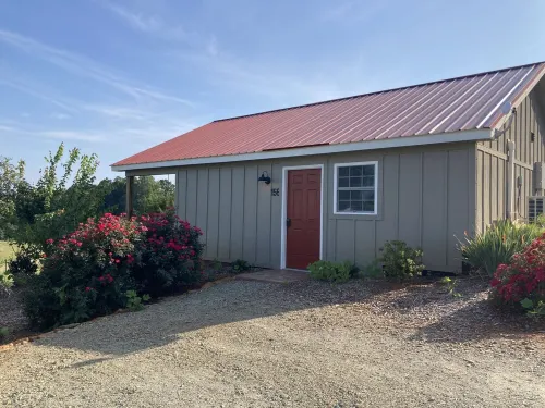 One room cabin set on our farm for a peaceful getaway.