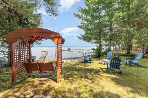 Higgins Lake Private Beachfront Home w/Dock, Boat Mooring, Sunset & Sunrise View