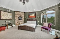 Castle on a hill, breathtaking views, surrounded with pools, trees, and lawn