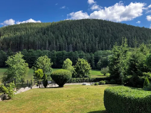 Absolutely quiet location, beautiful view, garden, charging station, table football, darts Hotels in Mellenbach-Glasbach