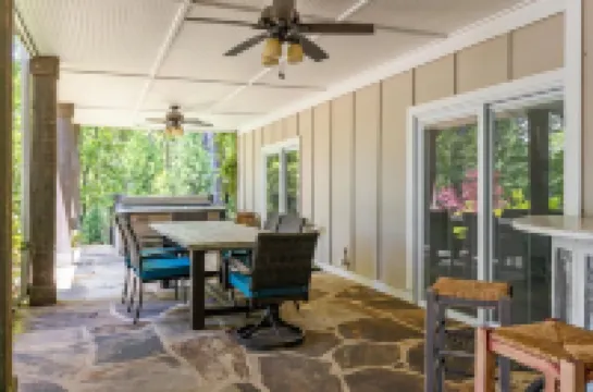 Lake Allatoona house with private dock, hot tub & fire pit. Family and groups!